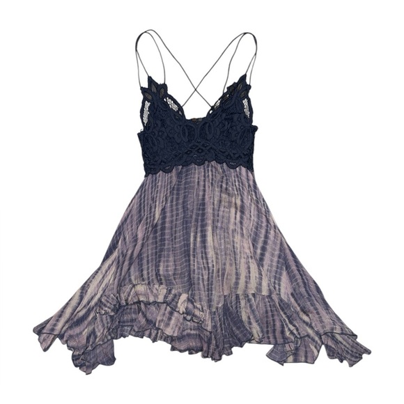 Free People Dresses & Skirts - Free people one purple lace tie dye halter dress women’s size XS